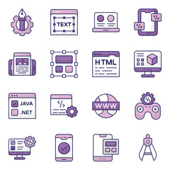 Set of Designing and Programming Flat Icons

