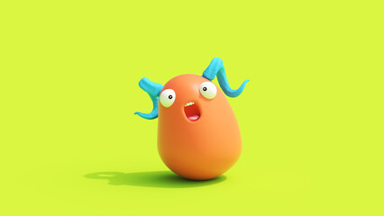 Cute colorful creatures funny orange blue soft plastic plasticine cheerful lime green background 3d illustration render digital rendering