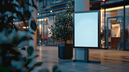 Wall Mural - Blank screen vertical interactive kiosk information signage display mockup monitor mock up on stand : Generative AI