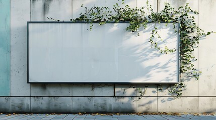 Wall Mural - Big empty white billboard mounted on city mall wall outside Commercial advertising and promotion product Merchandise and marketing concept : Generative AI