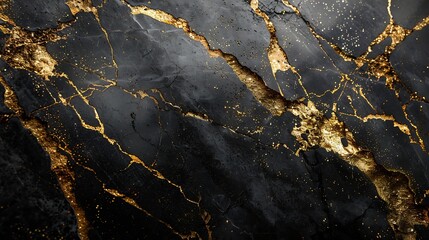 Aufkleber - Textured of the black marble background Gold and white patterned natural of dark gray marble texture black Pietra Italian marbel texture background Black marble gold pattern luxury dar : Generative AI
