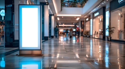 Aufkleber - Modern empty totem kiosk signage in a shopping center shop Blank space for adversting and message : Generative AI