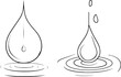 © Zaleman - An isolated white background with continuous line drawings of water drops.