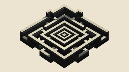 Sticker - 3D Geometric Maze Design