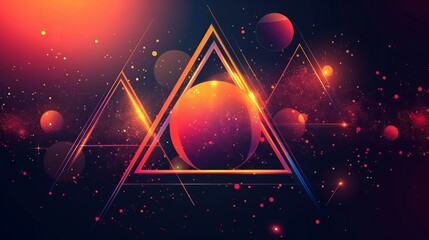 Canvas Print - Abstract Triangles and Spheres in Space