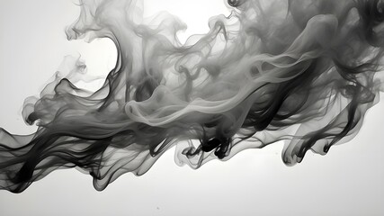 Wall Mural - Transparent PNG with abstract smoke in shades of gray and black, softly hazy.