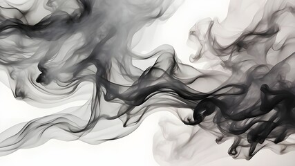 Wall Mural - Transparent PNG with abstract smoke in shades of gray and black, softly hazy.