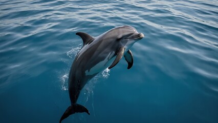 Wall Mural - A dolphin diving smoothly beneath the ocean waves with grace