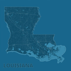 Wall Mural - Louisiana, United States artistic blueprint map poster