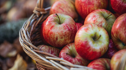 Wall Mural - Freshly Picked Apples in a Basket