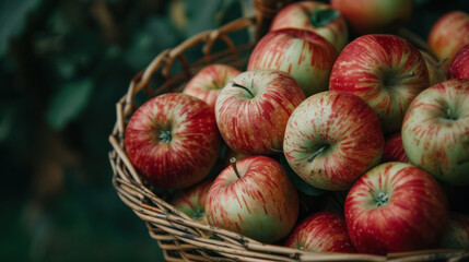 Wall Mural - Freshly Picked Apples in a Basket