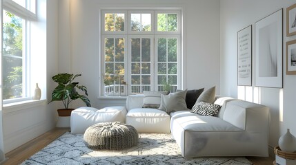 Wall Mural - Living room with a corner sofa located image