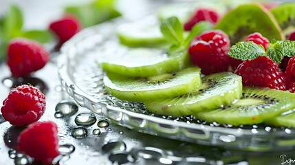 Sticker - Kiwi cut into slices and placed image