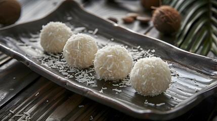 Wall Mural - Coconut candies dipped in white chocolate picture