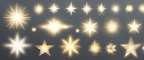 Wall Mural - 'set White Beautiful beautiful bright illustration light effect transparent Bright background Star sparkles A special Christmas stars star effect Vector shine Light sparkles light'