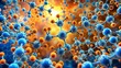 © kansak01 - Vibrant orange and blue microscopic view of antioxidant molecules capturing and neutralizing free radicals in a cellular environment.