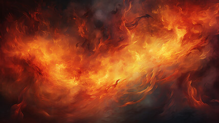 Wall Mural - texture painted fire, flames abstract background, computer graphics in orange and red yellow tones