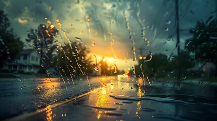 Canvas Print - Rain drips onto the windows of an old picture