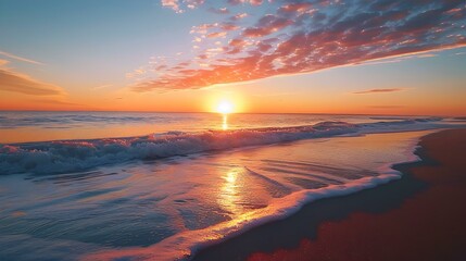 Canvas Print - The sunset over the ocean creates an impressive img