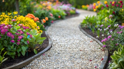 Wall Mural - A landscaped gravel path meanders through a flower img