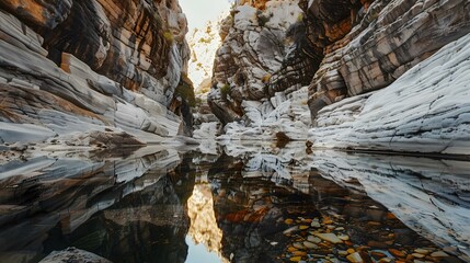 Canvas Print - Marble canyon with winding gorges and steep cliffs img