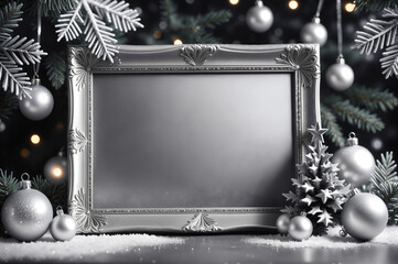 Wall Mural - picture frame with christmas theme decoration background