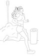 © Brown - illustration d'une femme qui cour d'anse un parc, dessin de ligne