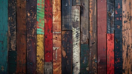 Canvas Print - Textured colorful aged wood backdrop