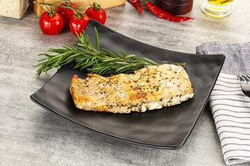 Poster - Baked salmon fish served rosemary