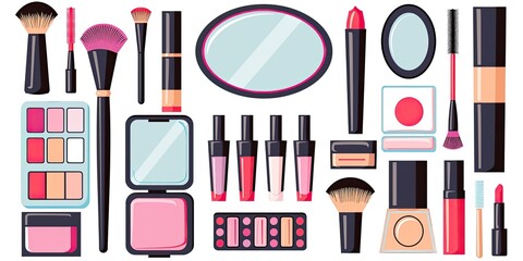 Colorful Makeup Essentials Illustration