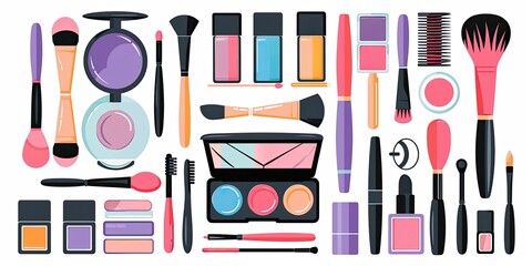 Colorful Makeup Essentials Illustration