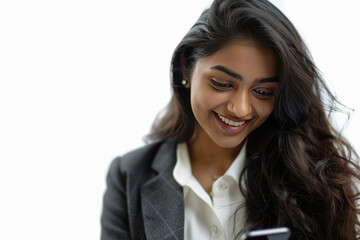 Sticker - young indian businesswoman using smartphone