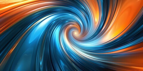 Wall Mural - Dynamic fluid motion in artwork, vibrant blue and orange colors, swirling design evokes energy and creativity