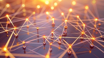 A conceptual illustration of a business network with nodes connected by pulsing lines, highlighting the dynamic nature of management and success.