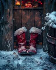 Poster - Cozy winter boots in the snow