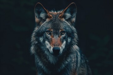 Canvas Print - Intense gaze of a majestic grey wolf