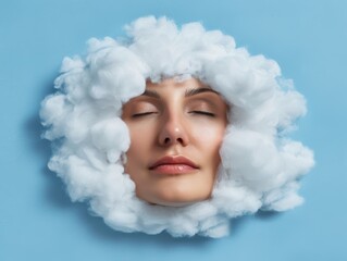 Wall Mural - woman surrounded by clouds