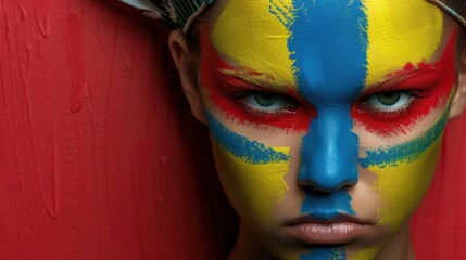 Canvas Print - Colorful face paint portrait