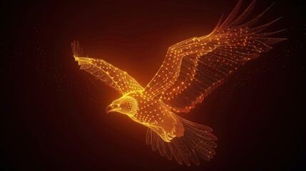 Poster - A golden eagle soars through the night sky its wings a constellation of shimmering lights