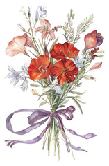 Poster - PNG Elegant floral bouquet illustration