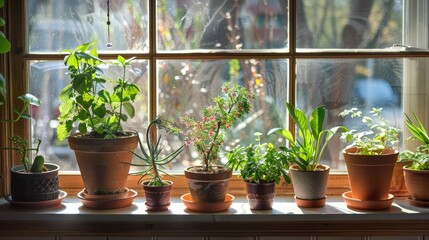 Canvas Print - Springtime windowsill plants