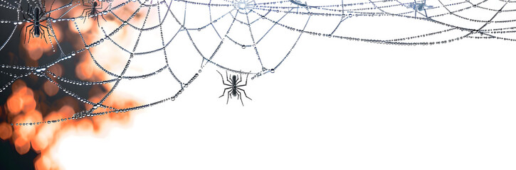 Wall Mural - Spider web cobweb halloween spooky background frame vector