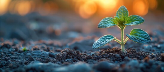 Poster - A Tiny Sprout Against the Warm Sunset