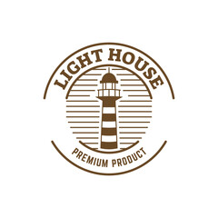 Sticker - Lighthouse Design Element in Vintage Style for Logo or Badge Retro vector illustration. Vector illustration.