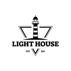 Wall Mural - Lighthouse Design Element in Vintage Style for Logo or Badge Retro vector illustration. Vector illustration.