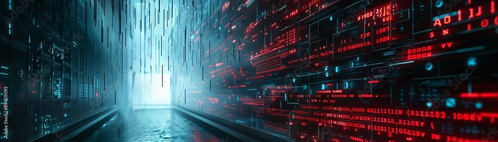Trojan horse virus attack, hacker deploying malware, dark room with ...