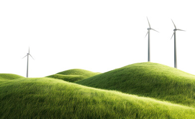 Wall Mural - PNG Wind turbines on grassy hills