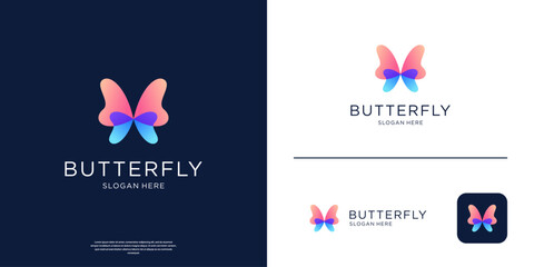 Wall Mural - Beauty butterfly colorful logo design inspiration.