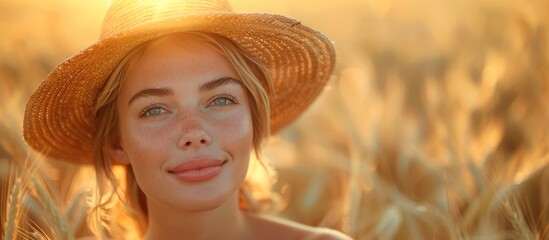 Poster - Portrait of a Woman in a Straw Hat