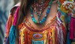 © Valentyna - A colorful festival outfit with layers of fringe and beaded jewelry, capturing the celebratory spirit and cultural richness of global festivals